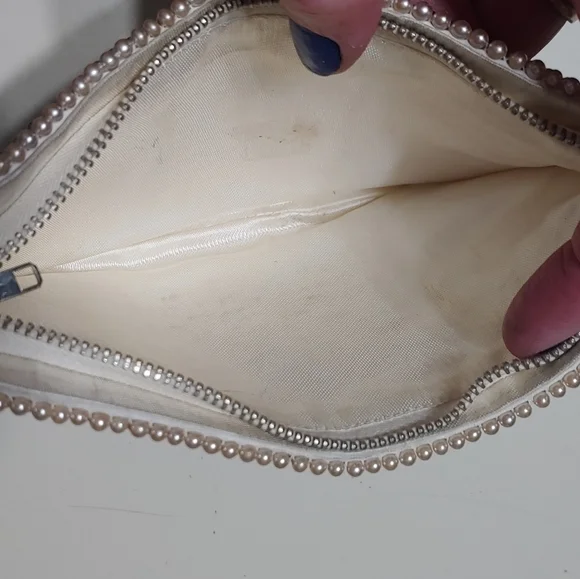 Vintage Pearl Clutch Wristlet Wedding Purse Beaded Handbag - Picture 5 of 5